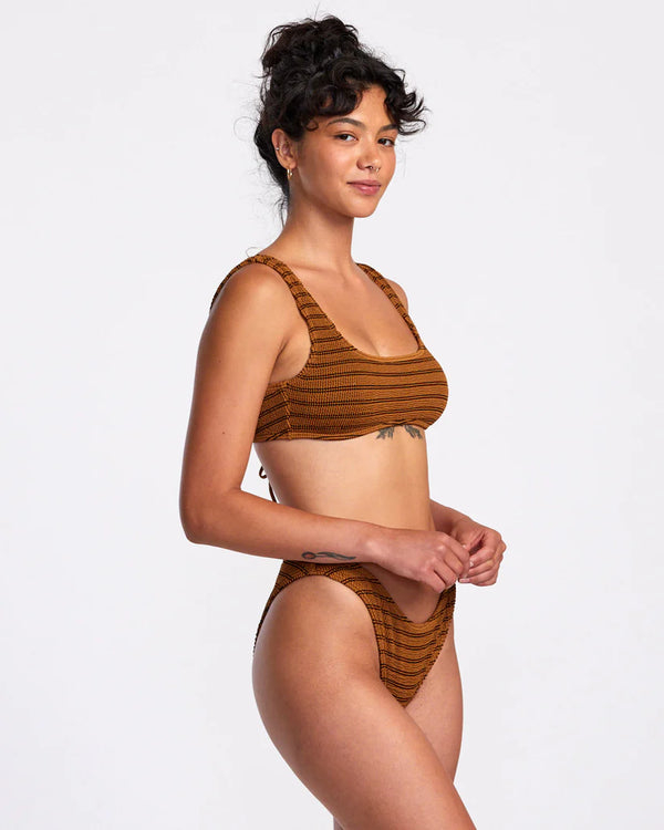 Grooves Stripe Laceback Bralette Bikini Top