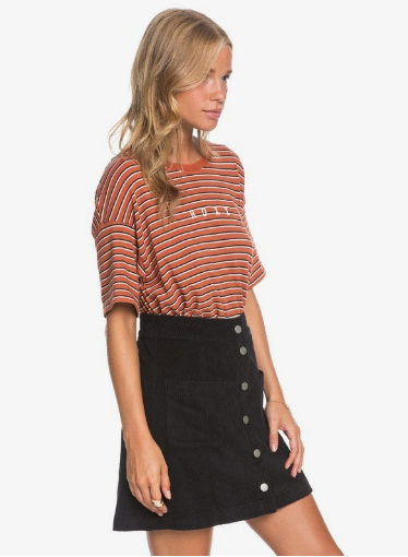 Warning Sign Buttoned Corduroy Skirt
